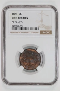 1871 TWO CENT PIECE NGC UNC DETAILS - Picture 1 of 2
