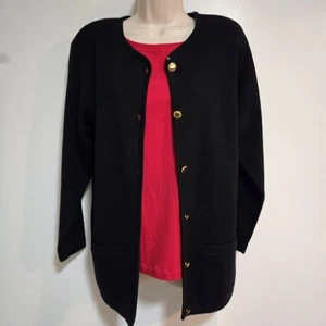 Talbots Blazer Jacke Pullover PS Petite 100% Merinowolle schwarz geknöpft NEU - Bild 1 von 6