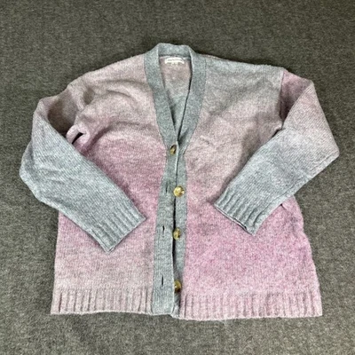 Cárdigan Suéter John Paul Richard Mujer Rosa Gris Pesado Cuello en V Talla Grande Foto 1 de 4