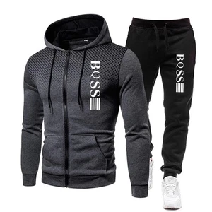 Set sportivo Felpa con cappuccio con cerniera e pantaloni Casual Fitness Jogging - Foto 1 di 32