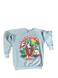 VINTAGE 1987 BUD LIGHT Blue Club Spuds Mackenzie Fruit Of The Loom Sweatshirt L - Picture 1 of 7