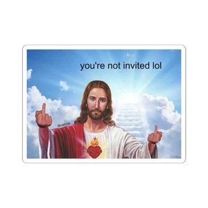 Funny Jesus Sticker. Heaven Parody. - Picture 1 of 13