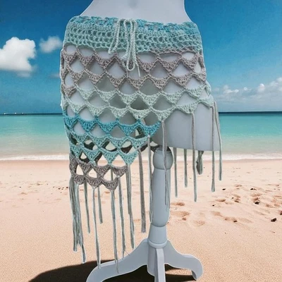 Falda de malla de ganchillo hecha a mano - Boho Mermaid Vibes 🐚✨ Foto 1 de 4