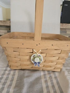 CLASSIC Longaberger Spring Basket Fixed Handle 1998 with Spring Bonnet Ceramic - Picture 1 of 5
