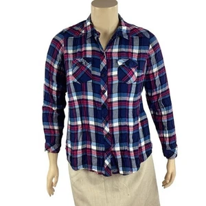 Camisa con botones a cuadros tórridos azul multicolor talla 1X - Imagen 1 de 7