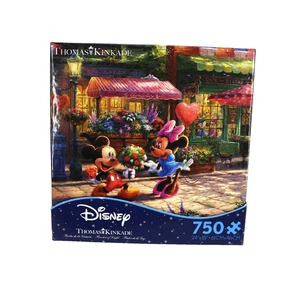 Thomas Kinkade Disney Puzzle 750 Teile *sehr guter Zustand* Mickey und Minnie Sweetheart Cafe - Bild 1 von 5
