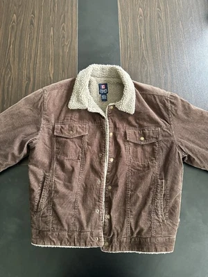 Vintage CHAPS by Ralph Lauren Chore Jacket Mens Sz L Corduroy Sherpa Lined Brown - Image 1 of 4