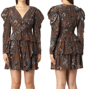 Ulla Johnson Oni Tiered Ruffle Silk Mini Dress in Gerbera Floral Print Size 4 - Picture 1 of 16