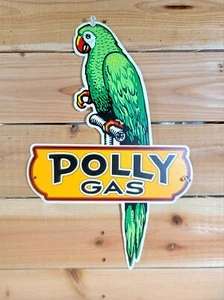 Polly Gas Metal Sign Die Cut Size 16 x 10.25 Inches Vintage Style Gas Oil Sign - Picture 1 of 5