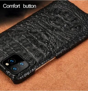 Genuine 3D Crocodile Leather Case for iPhone 14 13 Pro Max Alligator Skin Cover - Picture 1 of 11