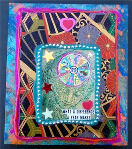 Unique Original Signed Pop Collage Painting Zodiac Star Love Fabric Punk Art 1/1 - Picture 1 of 6