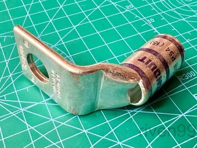 PANDUIT Copper Lug Crimp Terminal, 4/0 AWG, 1/2" Stud, 90° Angle Tongue - Image 1 of 4