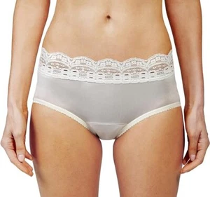 Shadowline Plus Size Women's Lace Trimmed Hipster Panty 3 Pack, Ivory,Panties - Picture 1 of 1