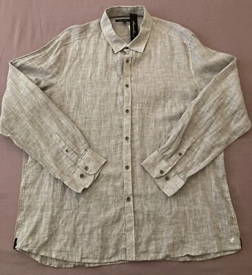 Men's KENNETH COLE Gray Grey White Linen Button Front Shirt XXL NWT NEW - Image 1 of 4