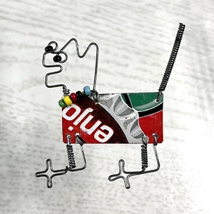 Upcycled Abstract Dog Pin Metal Tin Unique Whimsical Colorful - Picture 1 of 10