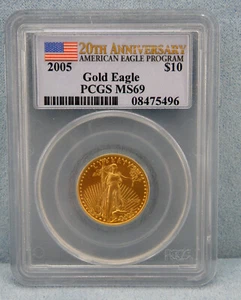 2005 20th Anniversary $10 1/4 oz Gold American Eagle MS 69 by PCGS - Picture 1 of 4