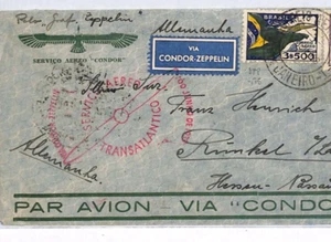 BRAZIL Cover ZEPPELIN FLIGHT CACHET Air Mail Rio 1933 GERMANY Passau? YV229 - Picture 1 of 12