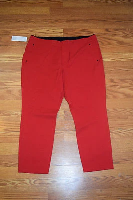 NUEVO CON ETIQUETAS Mujer JUNIO & MARGARITA Cintura Elástica Elástica Suave Sarga Capris Rojo Pequeño S Foto 1 de 3