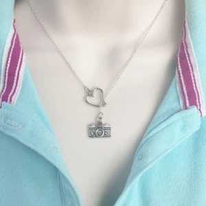 I Love Photography Antique Silver Camera Hand Crafted Lariat Style Y Necklace. - Picture 1 of 6