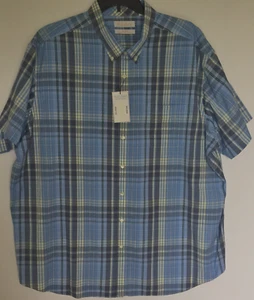 Gold Label Roundtree Yorke 4XB Knopfleiste Big & Tall Kurzarm blau neu mit Etikett Herren - Bild 1 von 8