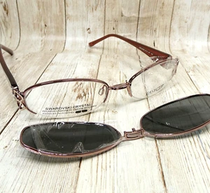 Easyclip Rose Metal Oval Eyeglasses FRAME w/Clip-On Shades S2496 51-17-140 - Picture 1 of 21