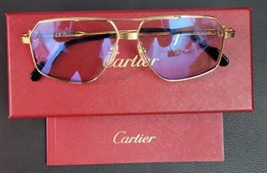 CARTIER Pilot / Navigator Sunglasses CT 0270/S-001 Gold/Gray For Men - Picture 1 of 14