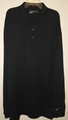😃Nike Dri-Fit LONG SLEEVE JET BLACK Mens Polo Shirt 2XL XXL NWOT NEW - Image 1 of 4