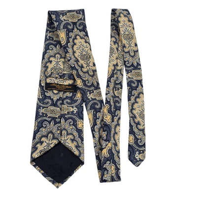 Corbata de lujo Brooks Brothers Makers para hombre azul amarillo cachemira seda clásica Foto 1 de 4