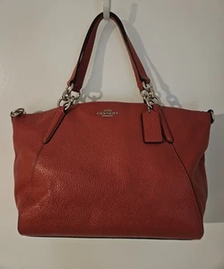 COACH Kelsey Pebble Leather Satchel - Red F28993 - Picture 1 of 16
