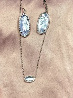 Kendra Scott  Danielle Black Mother of Pearl? Silver Rhodium & Elisa Pendant - Image 1 of 4