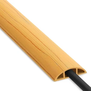 Cubierta ocultadora de cable de piso cubiertas de alambre de madera amarilla de 4 pies W0,47 pulgadas x H0,28 pulgadas - Imagen 1 de 6