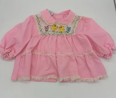 Vestido Vintage Estilo Por Cradle Togs Bebé Niña Rosa Talla 2T Meses Pollito Pascua Foto 1 de 4