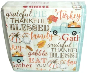 FALL Luncheon Napkins ~ THANKS TRUCK ~ 60ct. ~ 2 Ply ~ 12 7/8" x 12 3/4" - Picture 1 of 1