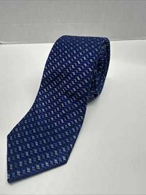 Corbata Duchamp London England para hombre pura 100 % seda a rayas arte geométrico azul negro Foto 1 de 4