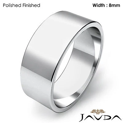 Alianza de boda para hombre corte tubo plano liso mate anillo 8 mm oro blanco 18 k 9,2 gm 9-9,75 Foto 1 de 4