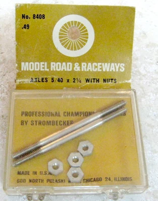 (2) 2 1/4" Strombecker Ranura Coche Ejes y 4 Tuercas 5:40 Original 1/32 NOS Foto 1 de 4