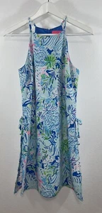 Lilly Pulitzer Coastal Blue Lion Around Perle Strampler Kleid Größe 0 Blues Pinks - Bild 1 von 9
