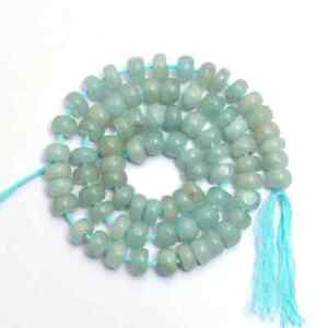 Natural AAA Blue Aquamarine Smooth 6-7MM Gemstone Rondelle Beads 13" Full Strand