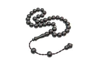 Black German Fiber Prayer Beads Round Siyah Alman Tesbih Tasbih Misbaha 741 - Picture 1 of 15