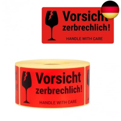 MD Labels Warnetiketten auf rolle 100x50mm – 500 – Vorsicht zerbrechlich - Han
