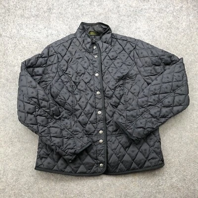 Chaqueta Eddie Bauer para mujer grande negra a presión cuello falso plumón de ganso acolchada Foto 1 de 4