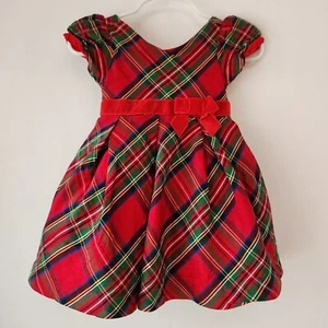 Janie and Jack Christmas Dress Plaid Tartan Red Holiday Dress Girls 6-12 Months - Picture 1 of 9