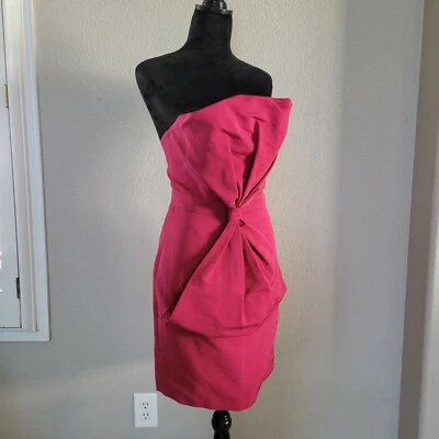 NUEVO THAKOON Lazo Pasarela Sin Tirantes Fucsia Mini Vestido Talla 4 S Nuevo con Etiquetas $1950 Foto 1 de 4