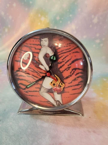 BETTIE PAGE Alarm  Clock Bathing Suit PIN-UP BUNNY YEAGER BMP Production Pinup Cover