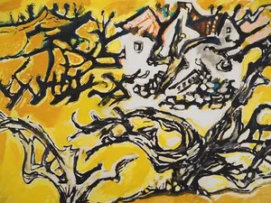 Edouard PIGNON : Provence, Paysage jaune, Lithographie - Picture 1 of 5