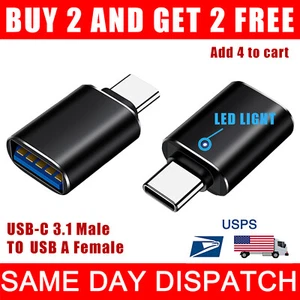 LED USB-C 3.1 Male to USB A Female Adapter Converter OTG For iPhone 15 Pro Max - Picture 1 of 10