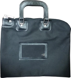 Locking Bank Bag Canvas with Hard Handles (Black) - Picture 1 of 12