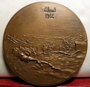 1969 d día 1944 25y medalla de arte de bronce francesa Normandía Segunda Guerra Mundial 68 mm por Coeffin Beach - Imagen 1 de 3