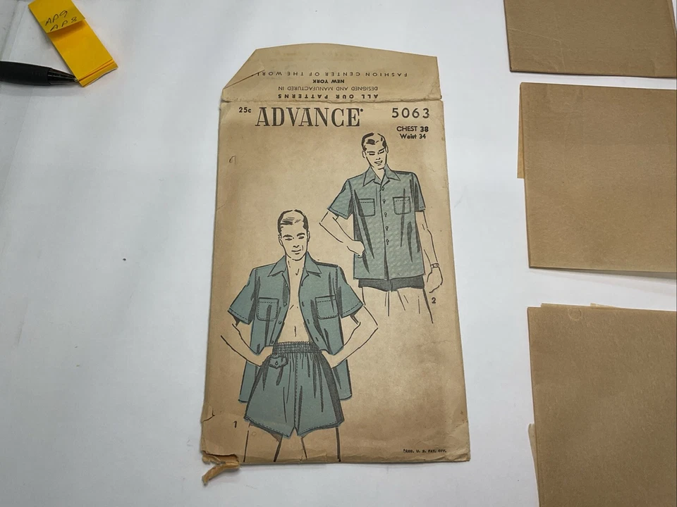 Advance Pattern 1940s Mens Shirt And Swim Shorts Chest 38 Waist 34 AP8 - Image 1 of 4