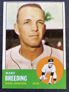 1963 Topps Baseball MARV BREEDING #149 WASHINGTON SENATORS - Imagen 1 de 8